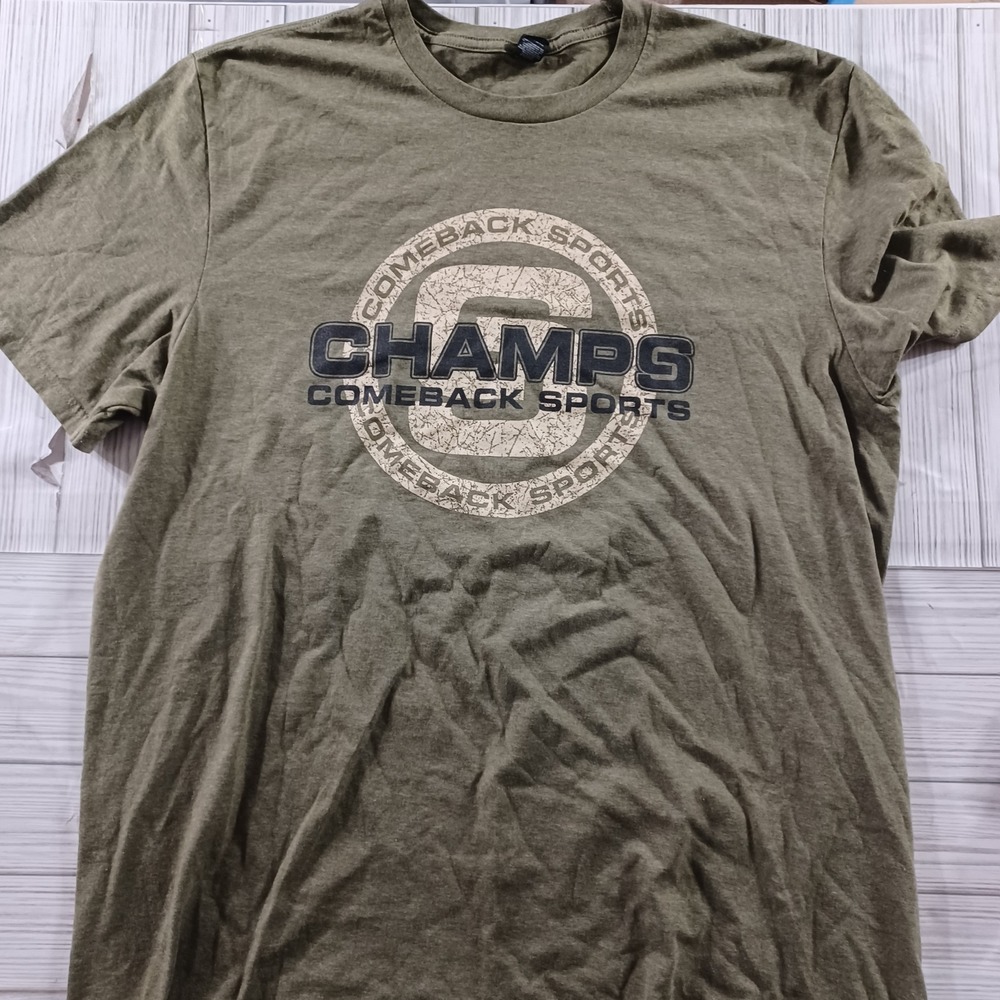 District Champs Comeback Sports Graphic Tee Mens XL Olive Green Concert T-Shirt